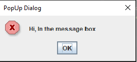 The error dialog box popup