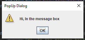 The warning pop-up dialog box