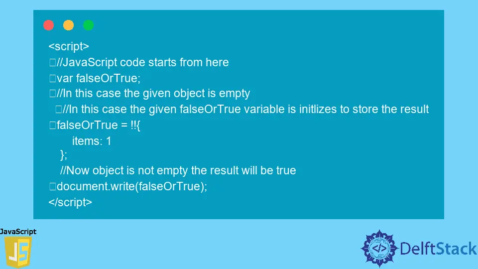 Ejemplo de operador de doble exclamación en JavaScript