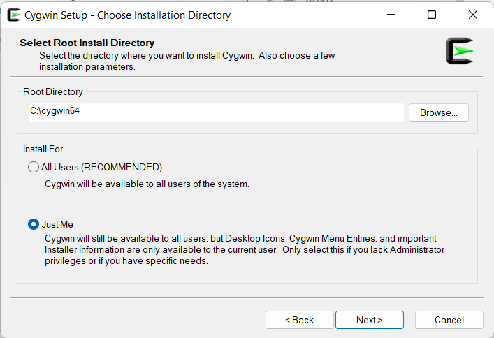 choose installation directory