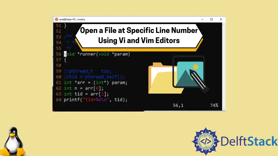 Abra un archivo en un número de línea específico usando los editores Vi y Vim