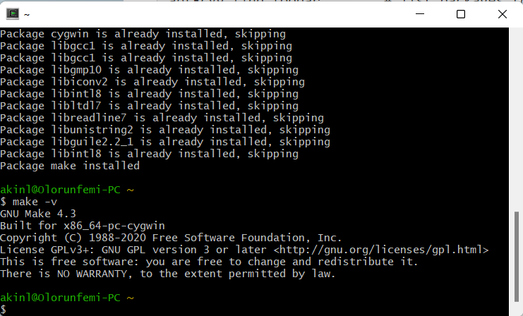 make -v cyg