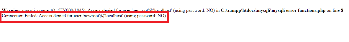 display errors using mysqli error functions - error using mysqli_connect_error part b