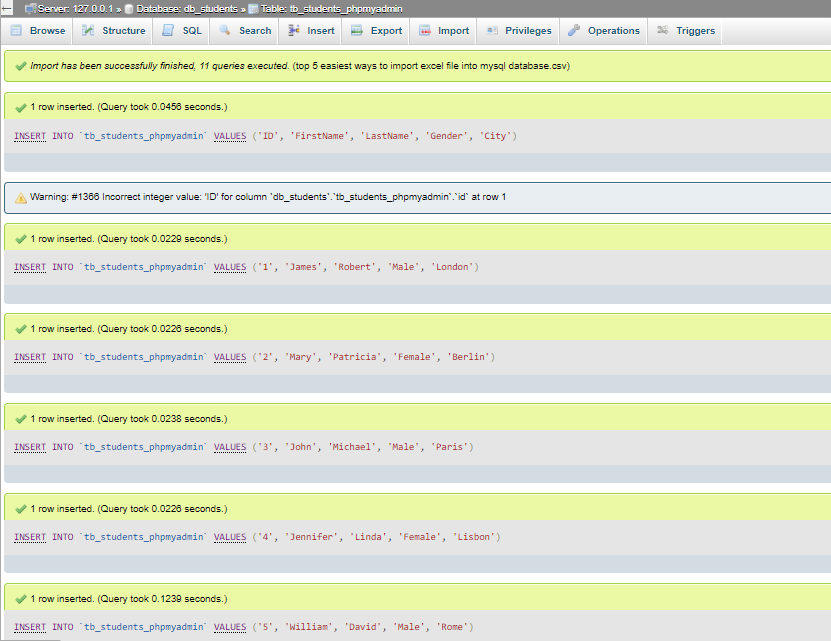 top 3 easiest ways to import excel file into mysql database - import data using phpmyadmin part 3