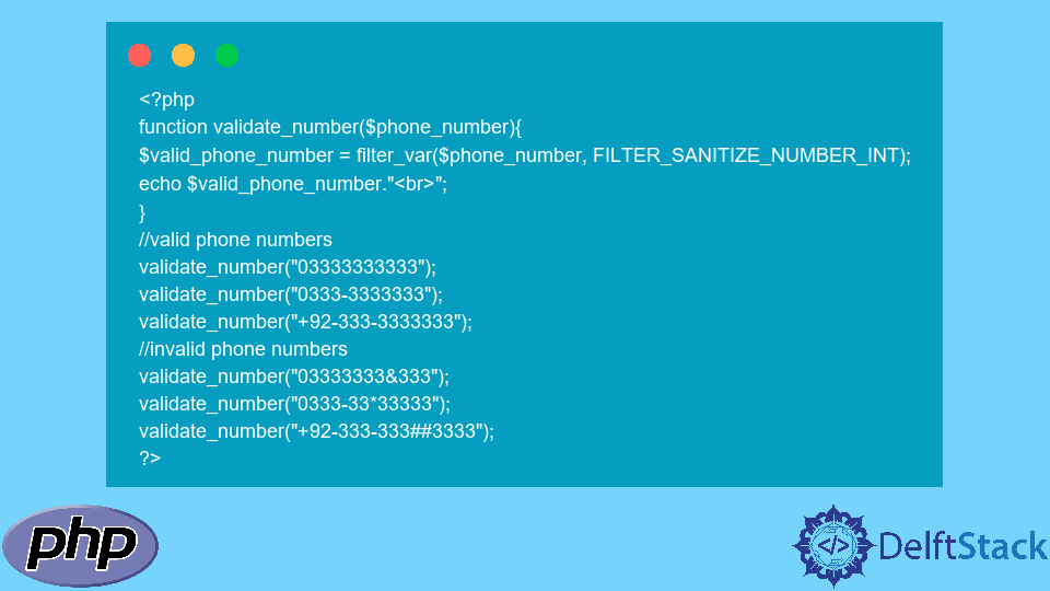 Validate Phone Number in PHP