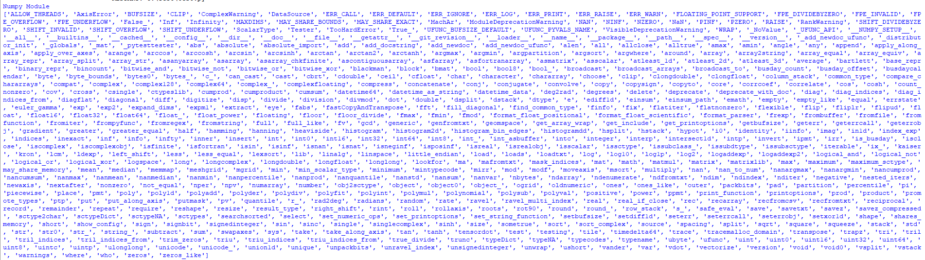 python list functions in module - the dir() method