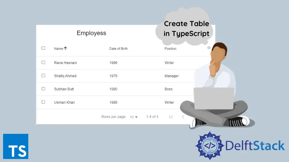 How to Create Table in React TypeScript