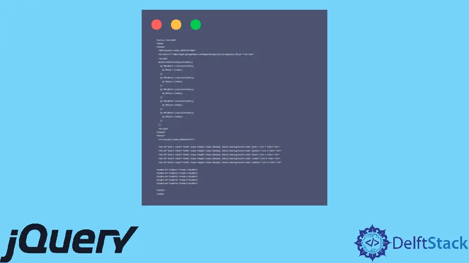 Masquer l'élément Div dans jQuery